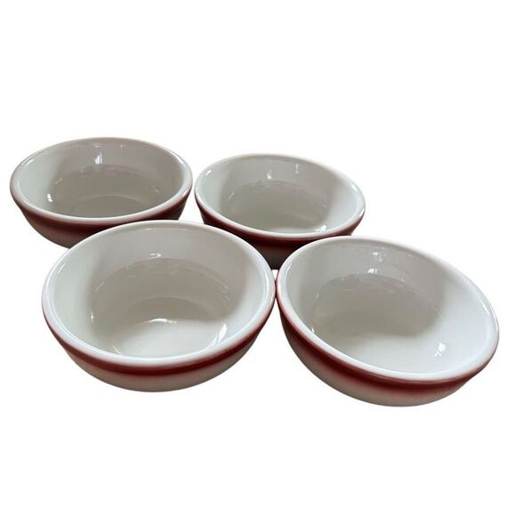 4 Shenango China 5” Red Striped Soup Bowls - Picture 2 of 5